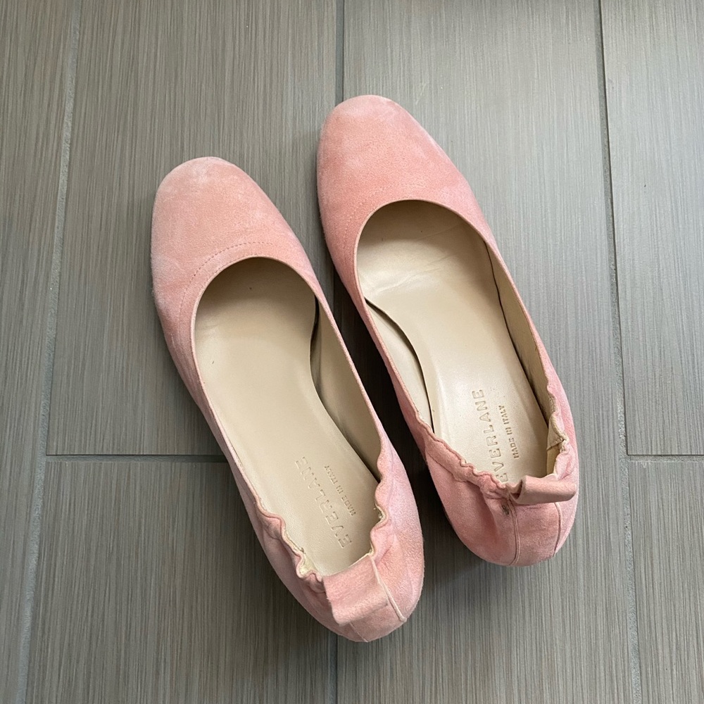 Everlane The Day Heels in Pink Suede